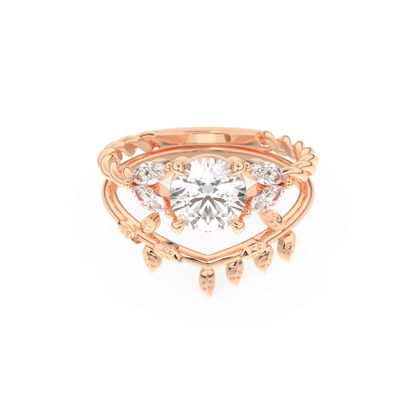 Round Cut Moissanite Bridal Set with Cluster Settings – 1.08 CT Center, 0.21 TCW Accents