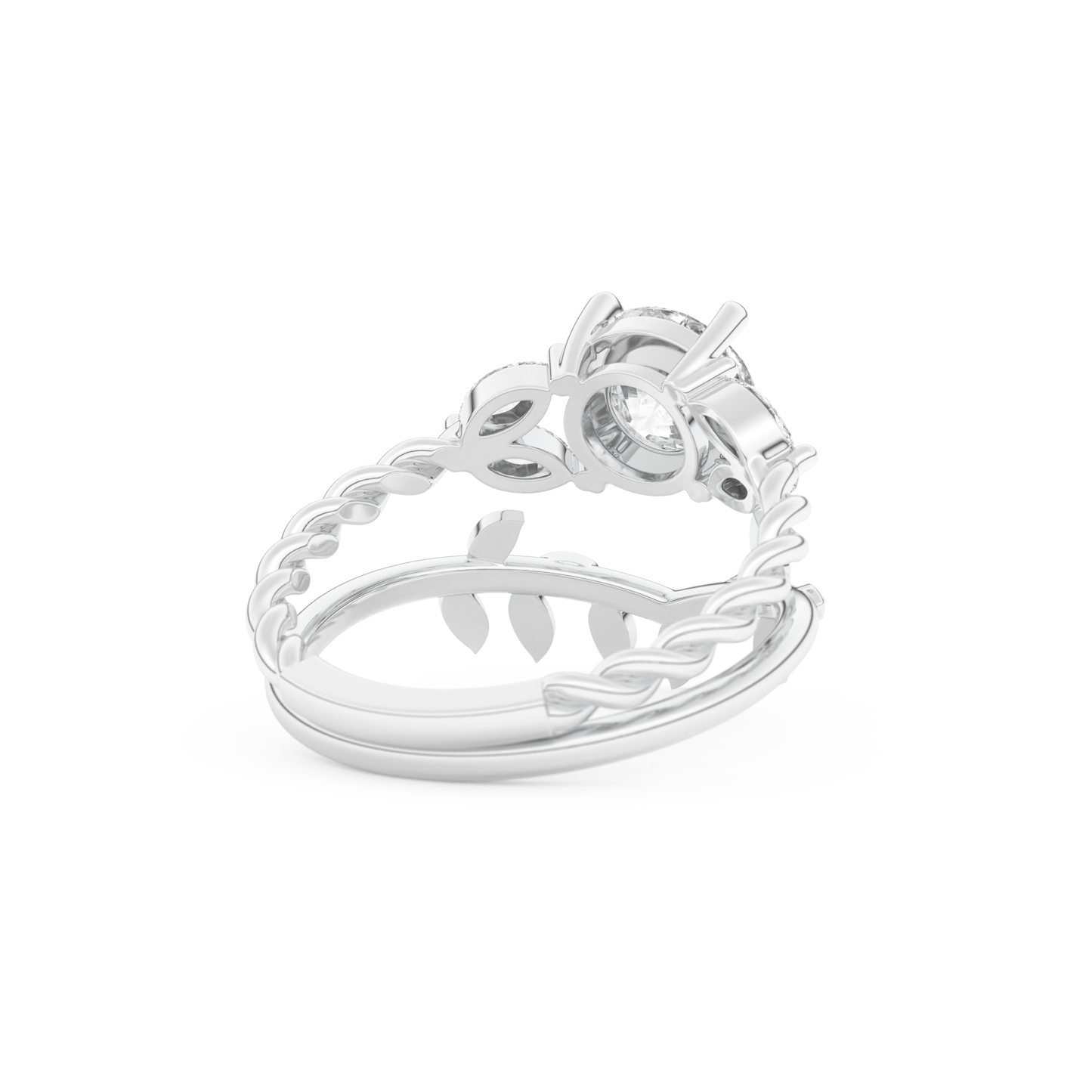 Round Cut Moissanite Bridal Set with Cluster Settings – 1.08 CT Center, 0.21 TCW Accents