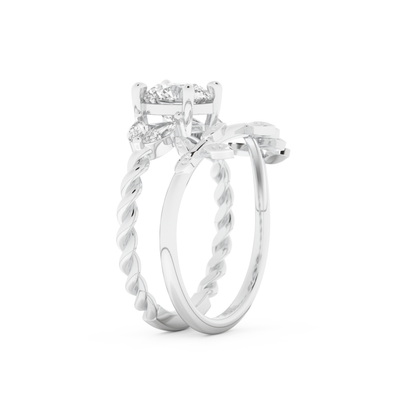 Round Cut Moissanite Bridal Set with Cluster Settings – 1.08 CT Center, 0.21 TCW Accents