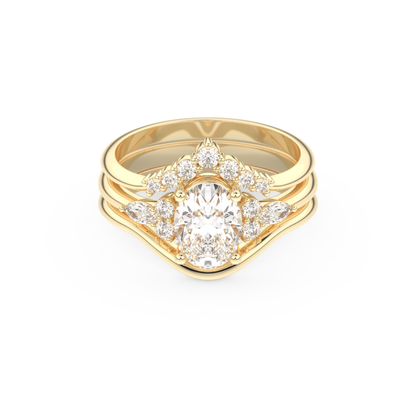 Oval Cut Moissanite Bridal Set with Three Stone Settings – 1.18 CT Center, 0.32 TCW Accents 7