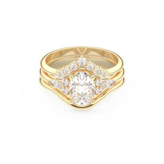 Oval Cut Moissanite Bridal Set with Three Stone Settings – 1.18 CT Center, 0.32 TCW Accents 7