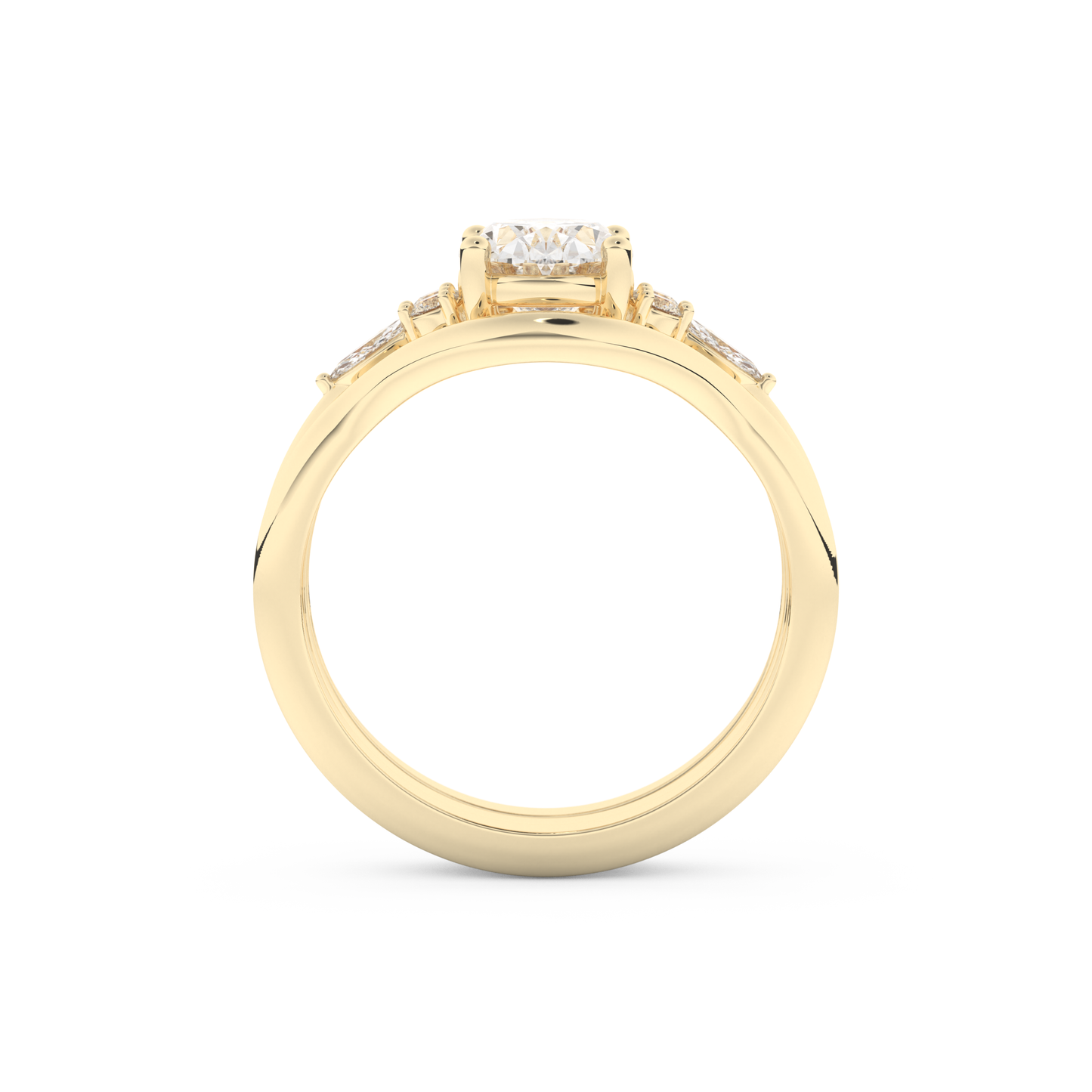 Oval Cut Moissanite Bridal Set with Three Stone Settings – 1.18 CT Center, 0.32 TCW Accents 11