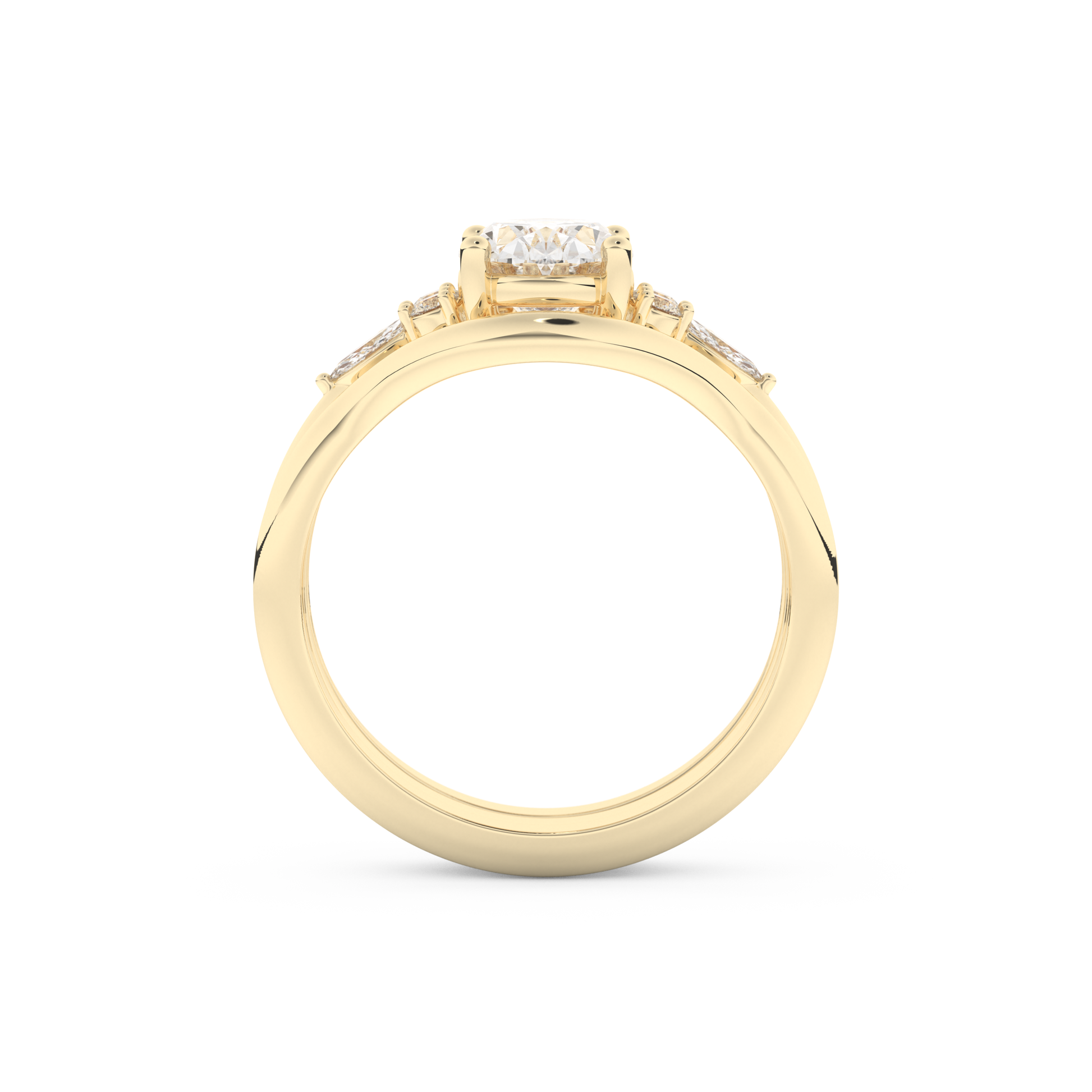 Oval Cut Moissanite Bridal Set with Three Stone Settings – 1.18 CT Center, 0.32 TCW Accents 11