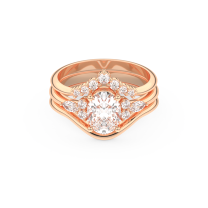 Oval Cut Moissanite Bridal Set with Three Stone Settings – 1.18 CT Center, 0.32 TCW Accents 13