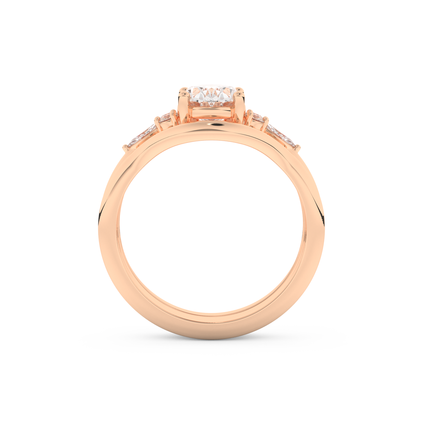 Oval Cut Moissanite Bridal Set with Three Stone Settings – 1.18 CT Center, 0.32 TCW Accents 17
