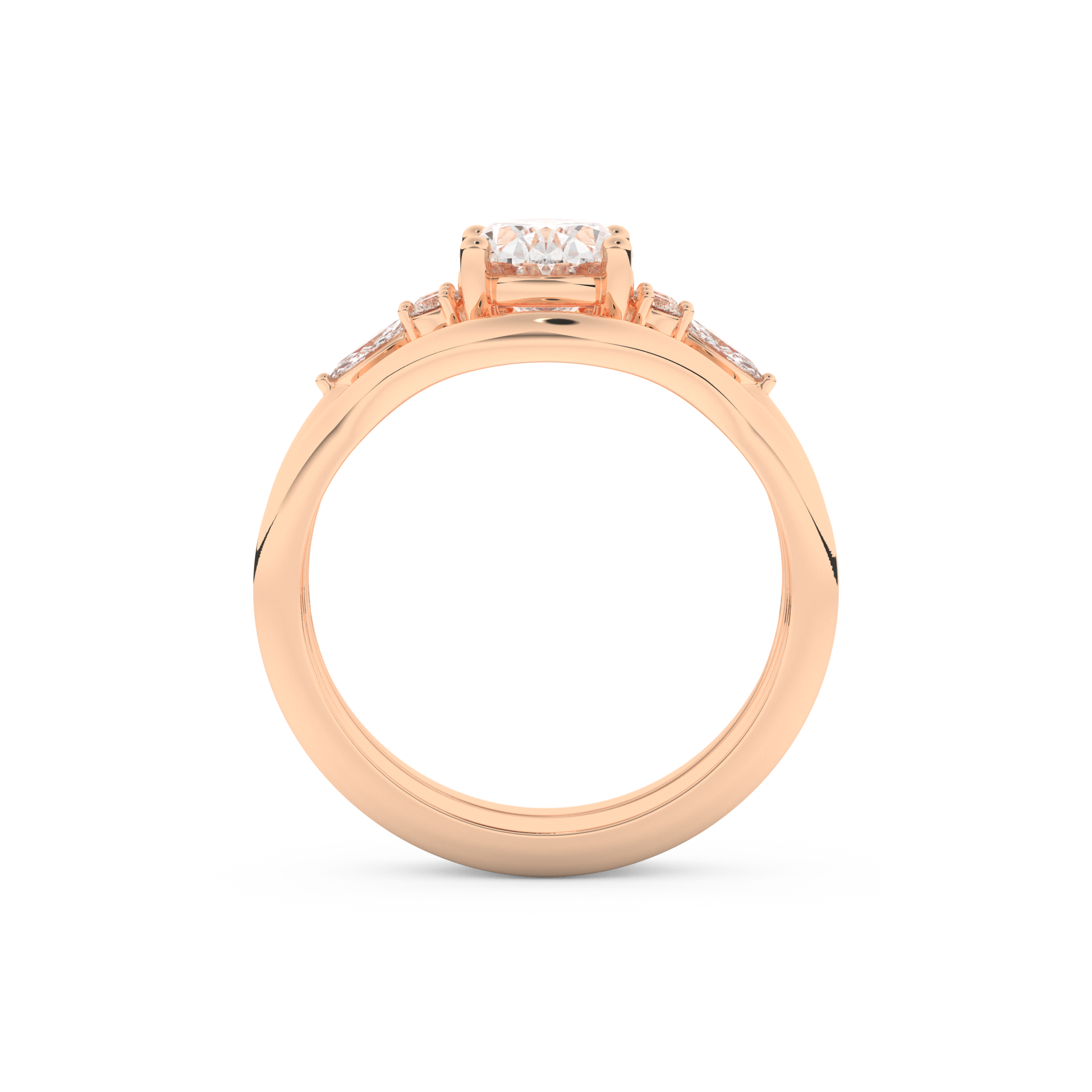 Oval Cut Moissanite Bridal Set with Three Stone Settings – 1.18 CT Center, 0.32 TCW Accents 17