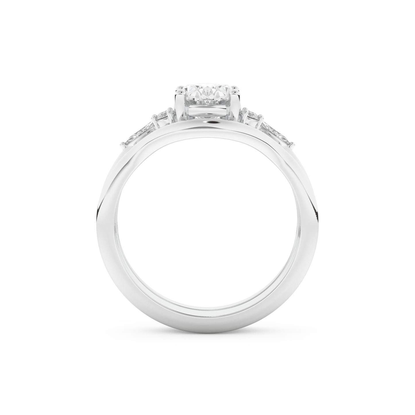 Oval Cut Moissanite Bridal Set with Three Stone Settings – 1.18 CT Center, 0.32 TCW Accents 5