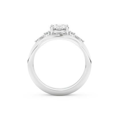 Oval Cut Moissanite Bridal Set with Three Stone Settings – 1.18 CT Center, 0.32 TCW Accents 5