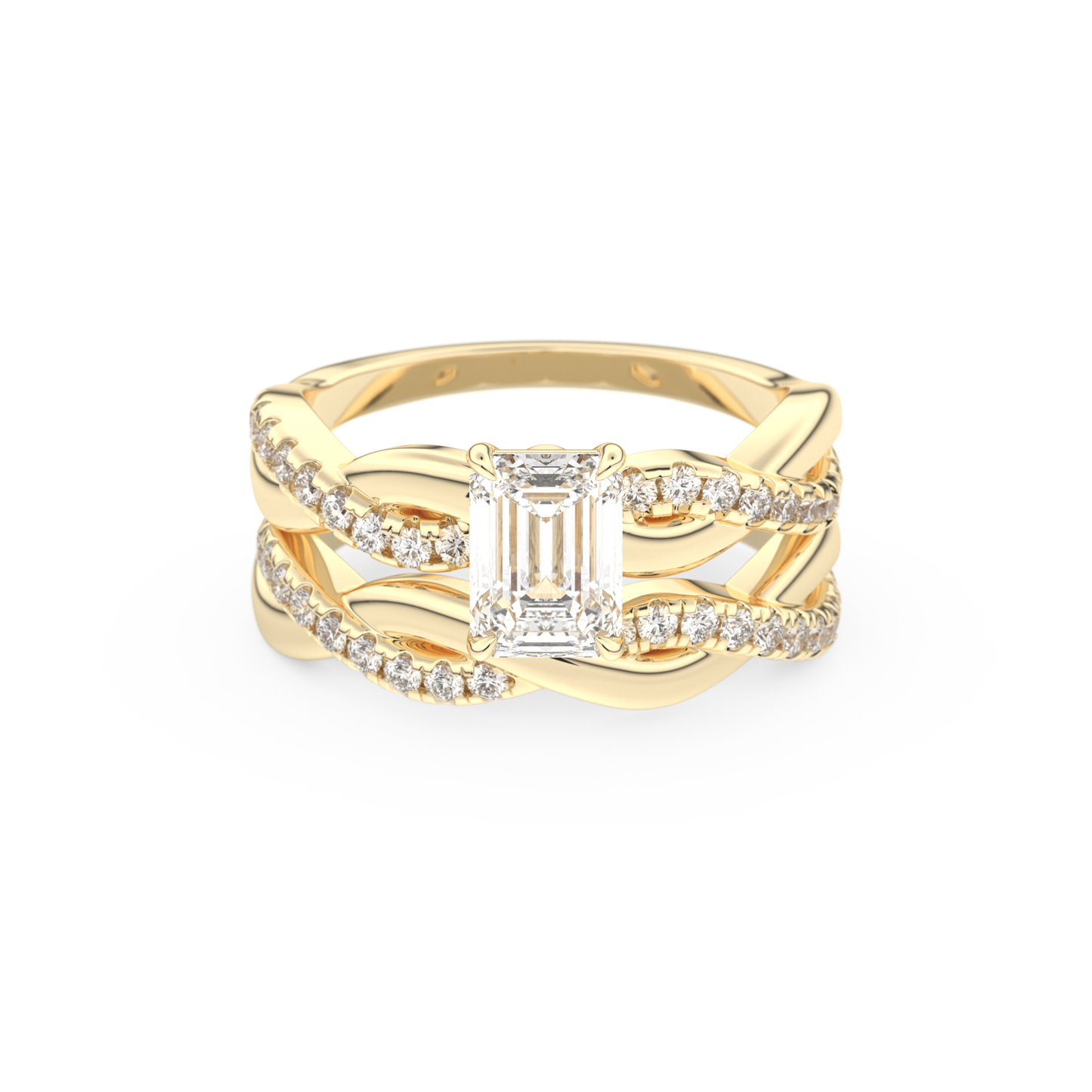 Emerald Cut Moissanite Bridal Set with Twisted Shank Settings – 1.02 CT Center, 0.43 TCW Accents 7