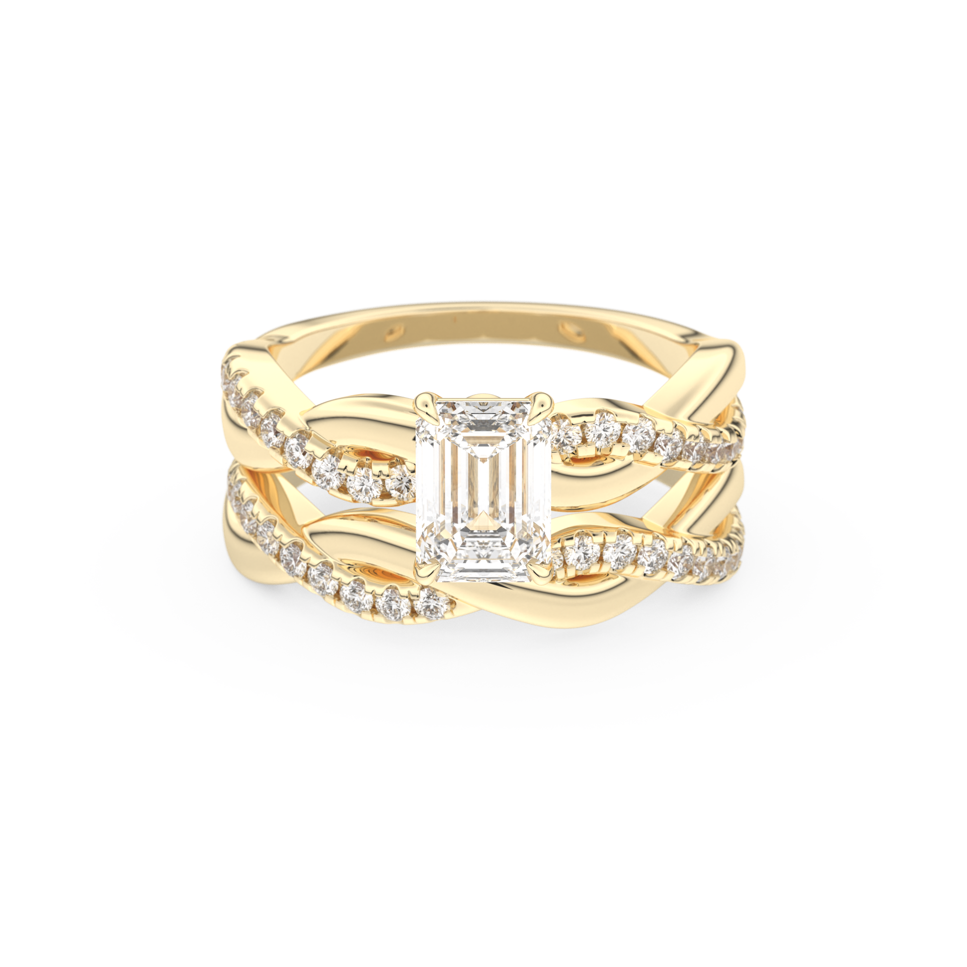 Emerald Cut Moissanite Bridal Set with Twisted Shank Settings – 1.02 CT Center, 0.43 TCW Accents 7