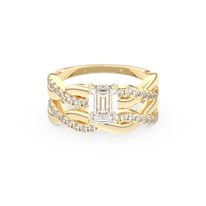 Emerald Cut Moissanite Bridal Set with Twisted Shank Settings – 1.02 CT Center, 0.43 TCW Accents 7