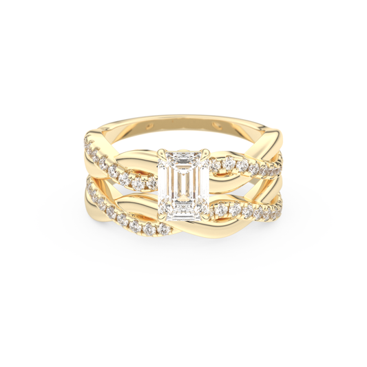 Emerald Cut Moissanite Bridal Set with Twisted Shank Settings – 1.02 CT Center, 0.43 TCW Accents 7