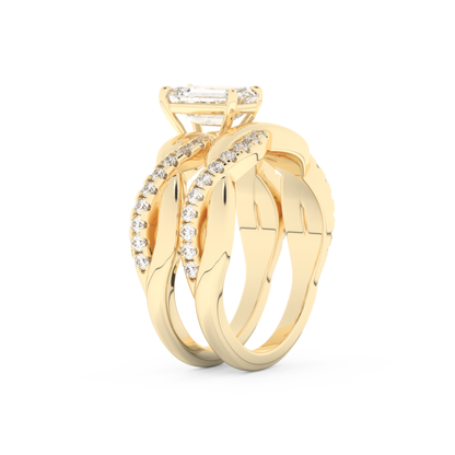 Emerald Cut Moissanite Bridal Set with Twisted Shank Settings – 1.02 CT Center, 0.43 TCW Accents 10