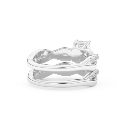 Emerald Cut Moissanite Bridal Set with Twisted Shank Settings – 1.02 CT Center, 0.43 TCW Accents 3