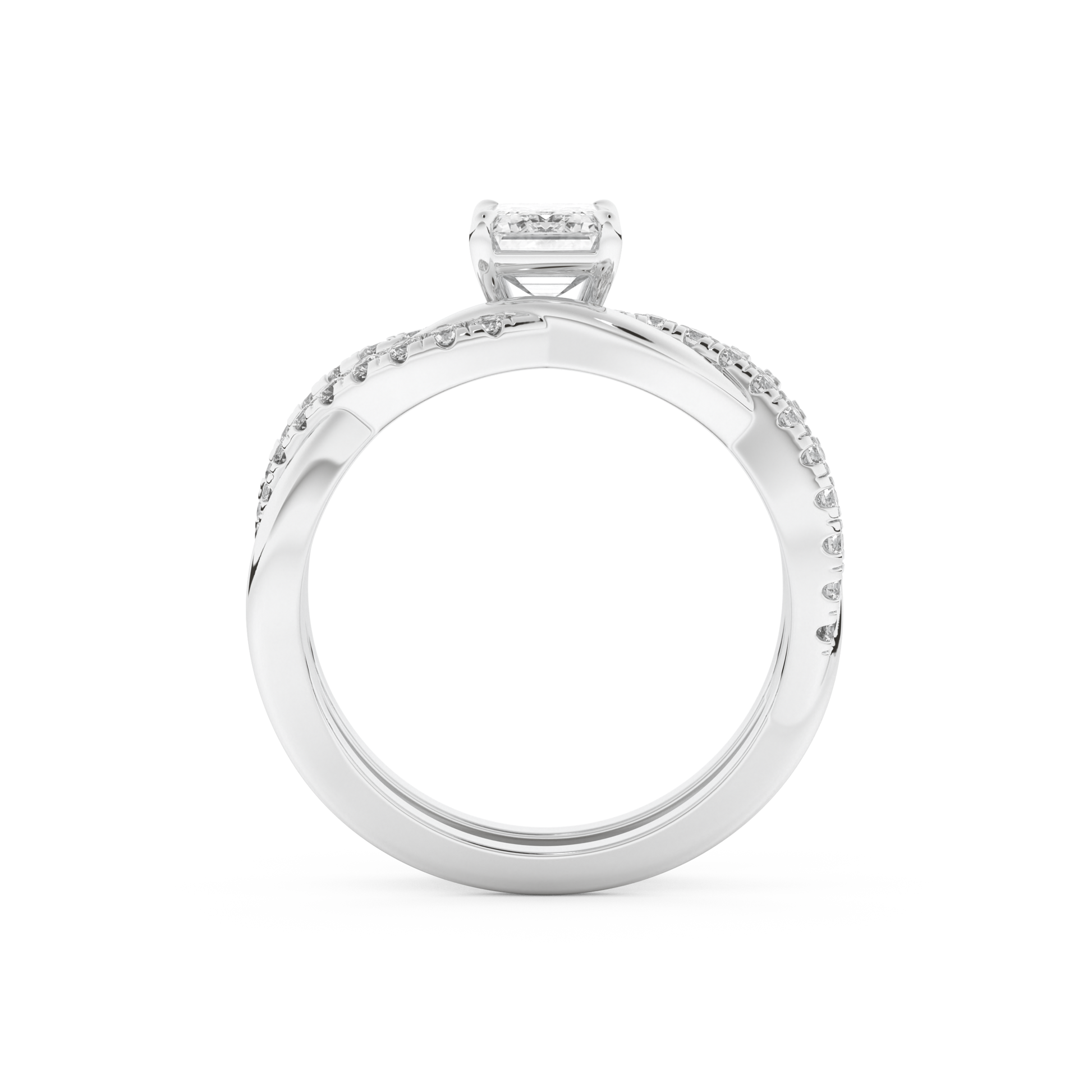 Emerald Cut Moissanite Bridal Set with Twisted Shank Settings – 1.02 CT Center, 0.43 TCW Accents 5