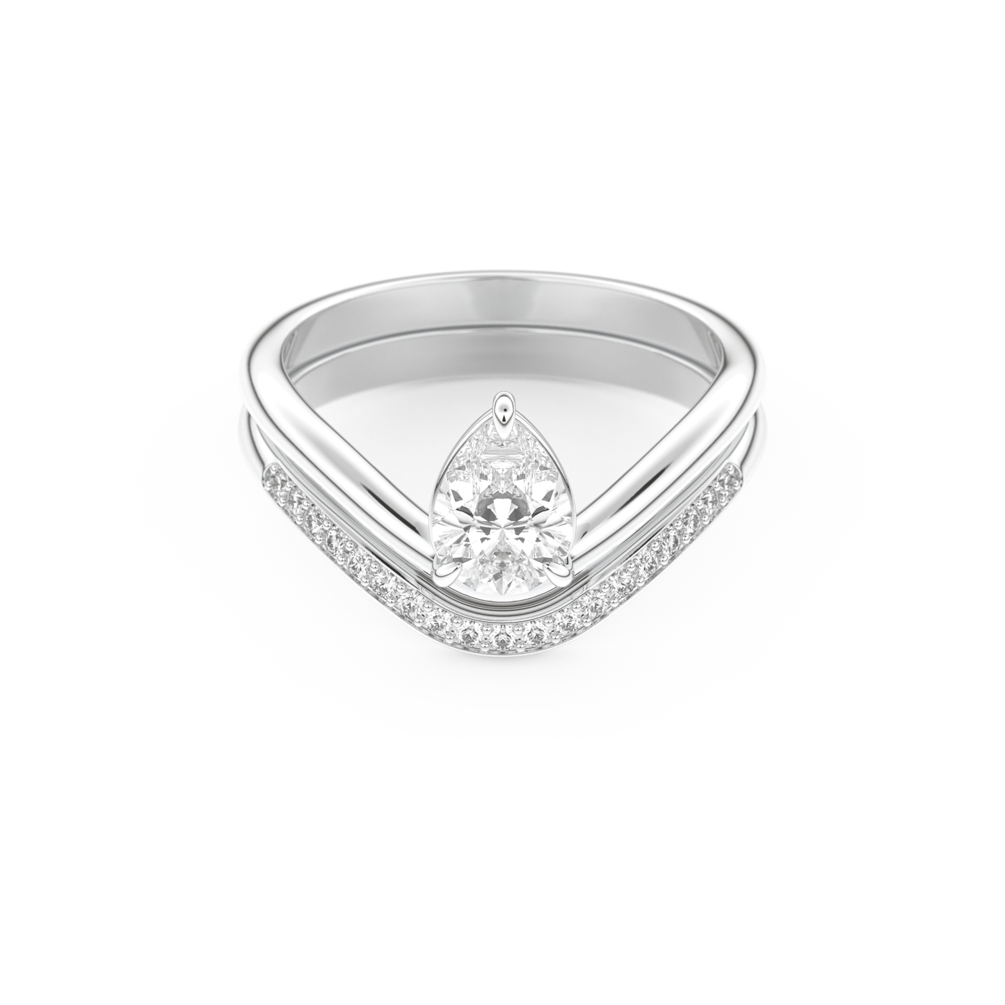 Pear Cut Moissanite Bridal Set with Solitaire Settings – 0.65 CT Center, 0.09 TCW Accents 1