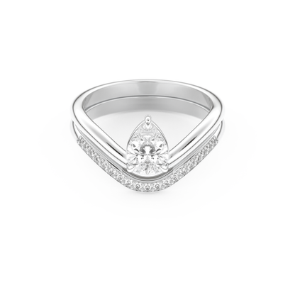 Pear Cut Moissanite Bridal Set with Solitaire Settings – 0.65 CT Center, 0.09 TCW Accents 1