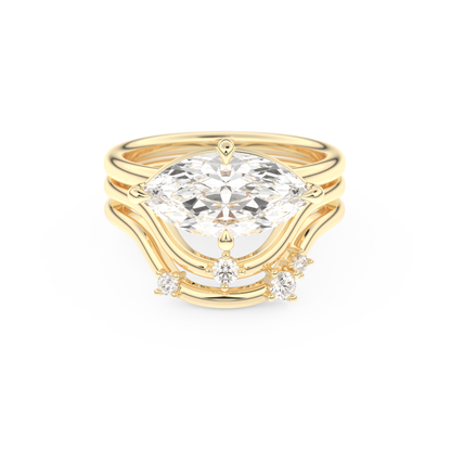 Marquise Cut Moissanite Bridal Set with Solitaire Settings  – 2.24 CT Center, 0.13 TCW Accents 7
