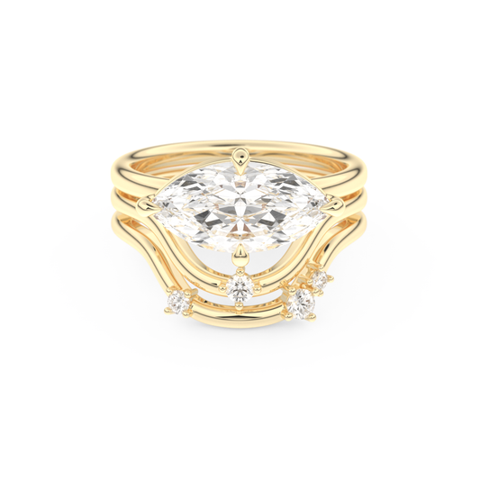 Marquise Cut Moissanite Bridal Set with Solitaire Settings  – 2.24 CT Center, 0.13 TCW Accents 7