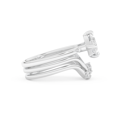 Marquise Cut Moissanite Bridal Set with Solitaire Settings  – 2.24 CT Center, 0.13 TCW Accents 2