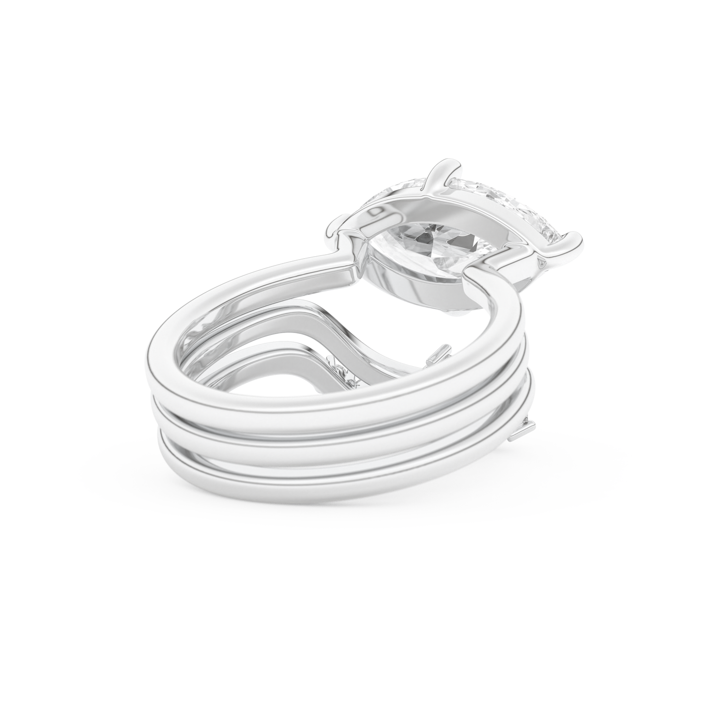 Marquise Cut Moissanite Bridal Set with Solitaire Settings  – 2.24 CT Center, 0.13 TCW Accents 3