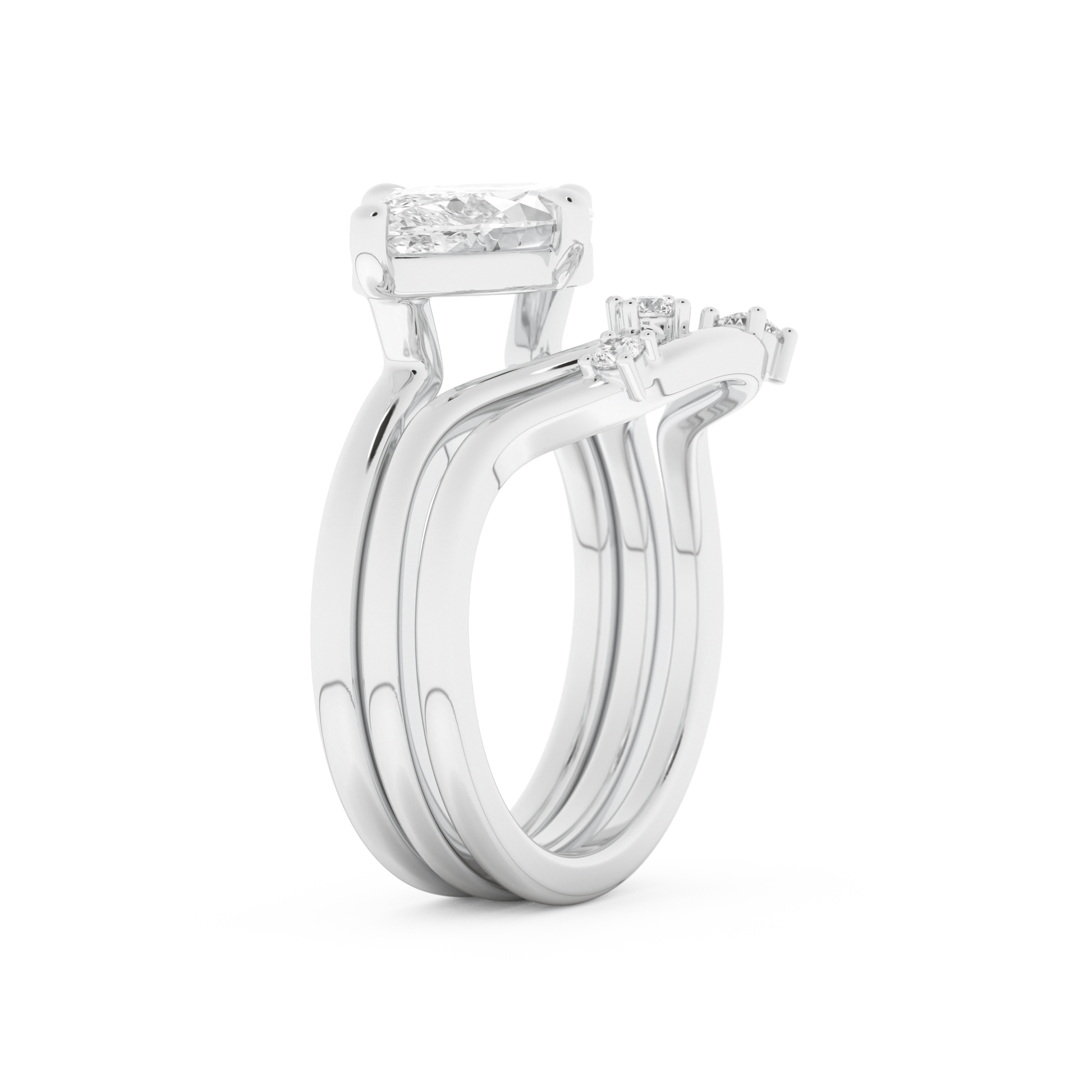 Marquise Cut Moissanite Bridal Set with Solitaire Settings  – 2.24 CT Center, 0.13 TCW Accents 6