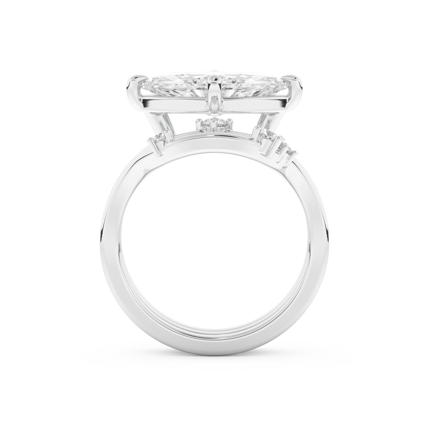 Marquise Cut Moissanite Bridal Set with Solitaire Settings  – 2.24 CT Center, 0.13 TCW Accents 5