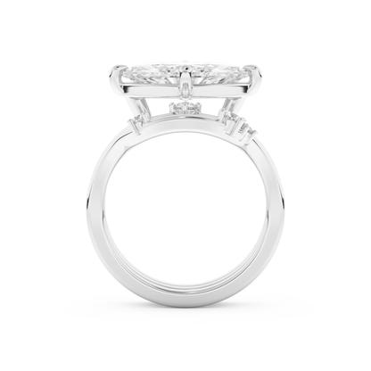 Marquise Cut Moissanite Bridal Set with Solitaire Settings  – 2.24 CT Center, 0.13 TCW Accents 5