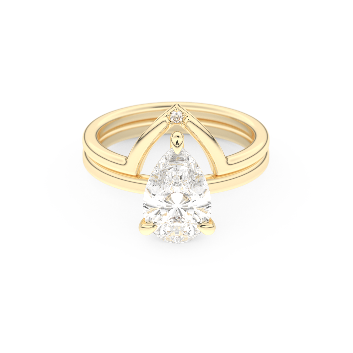 Pear Cut Moissanite Bridal Set with Solitaire Settings  – 1.99 CT Center, 0.01 TCW Accents 7