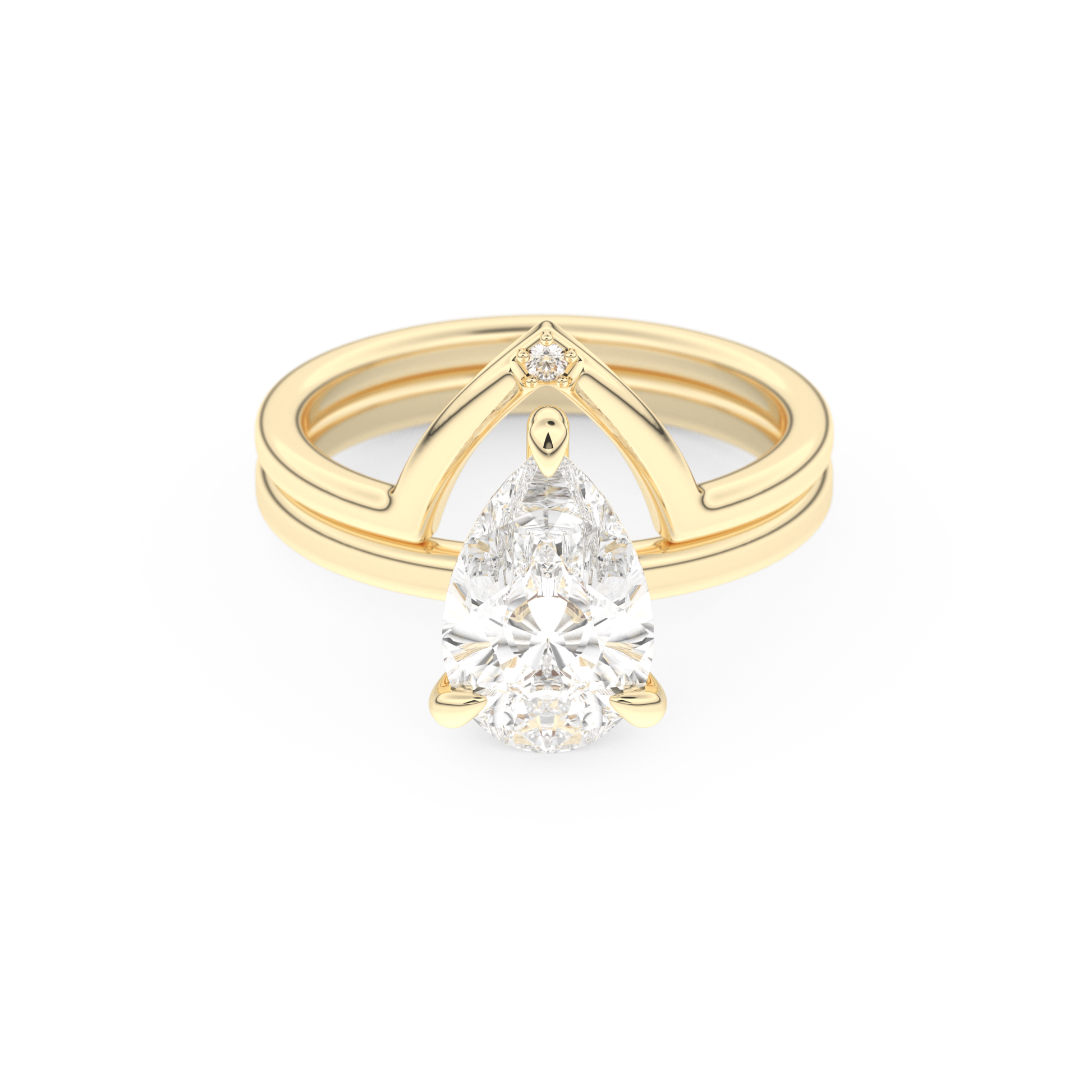 Pear Cut Moissanite Bridal Set with Solitaire Settings  – 1.99 CT Center, 0.01 TCW Accents 7