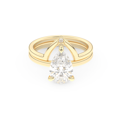 Pear Cut Moissanite Bridal Set with Solitaire Settings  – 1.99 CT Center, 0.01 TCW Accents 7