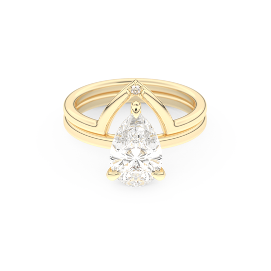 Pear Cut Moissanite Bridal Set with Solitaire Settings  – 1.99 CT Center, 0.01 TCW Accents 7