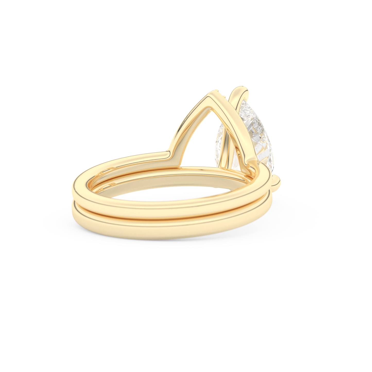 Pear Cut Moissanite Bridal Set with Solitaire Settings  – 1.99 CT Center, 0.01 TCW Accents 9