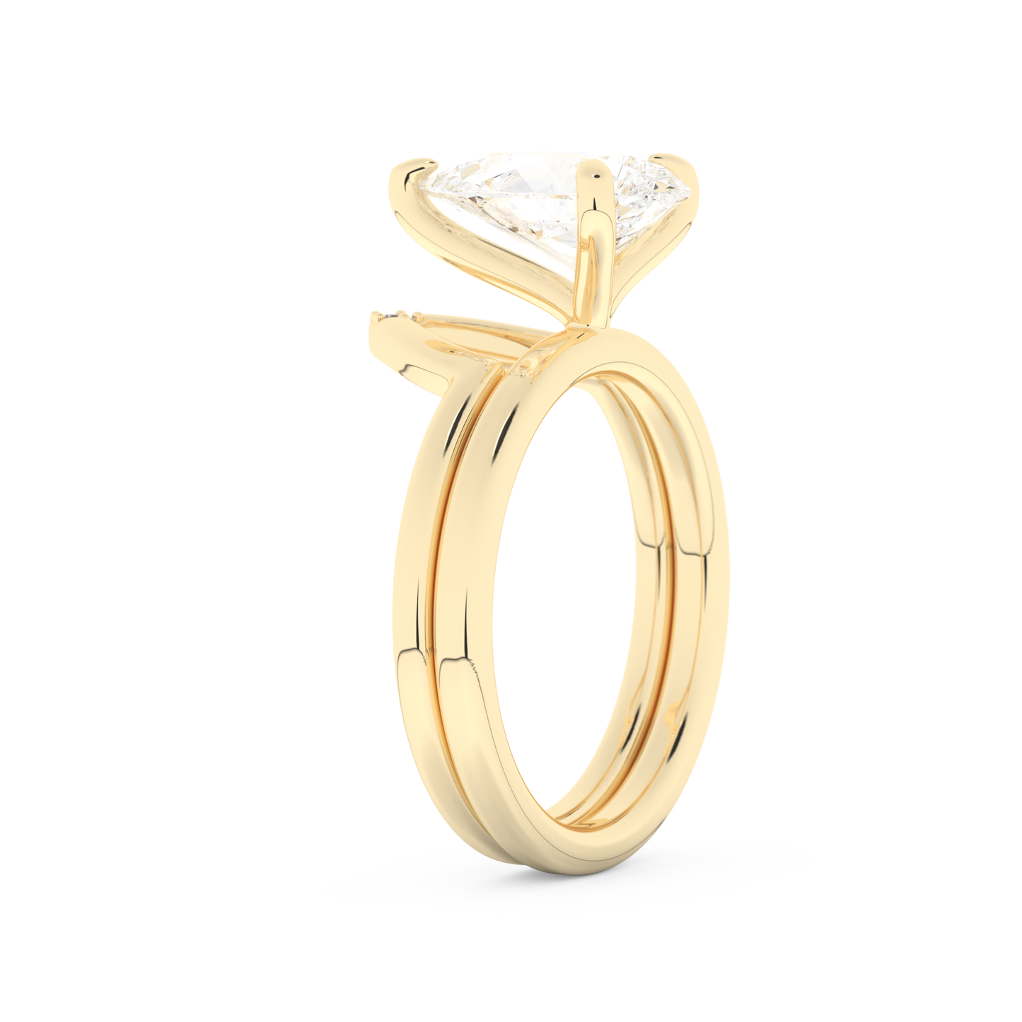 Pear Cut Moissanite Bridal Set with Solitaire Settings  – 1.99 CT Center, 0.01 TCW Accents 10