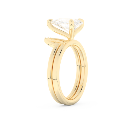 Pear Cut Moissanite Bridal Set with Solitaire Settings  – 1.99 CT Center, 0.01 TCW Accents 10