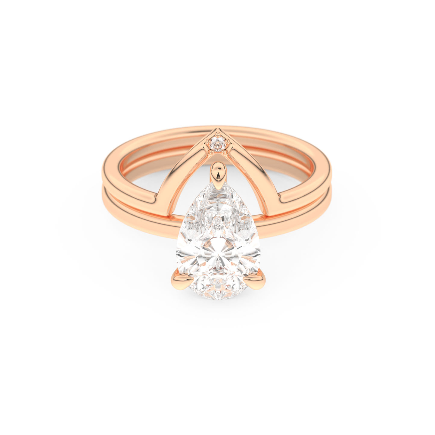 Pear Cut Moissanite Bridal Set with Solitaire Settings  – 1.99 CT Center, 0.01 TCW Accents 13