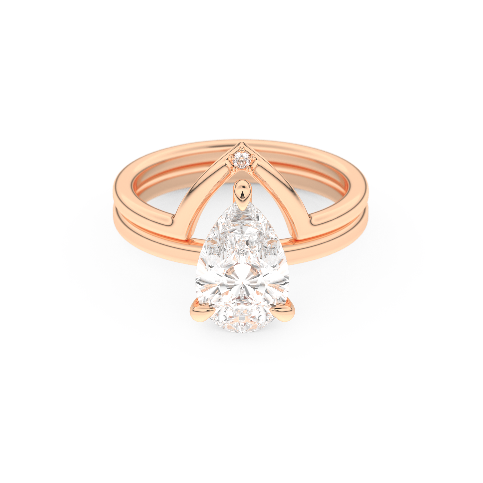 Pear Cut Moissanite Bridal Set with Solitaire Settings  – 1.99 CT Center, 0.01 TCW Accents 13