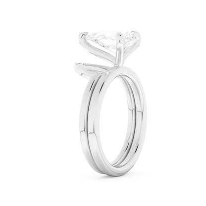 Pear Cut Moissanite Bridal Set with Solitaire Settings  – 1.99 CT Center, 0.01 TCW Accents 6