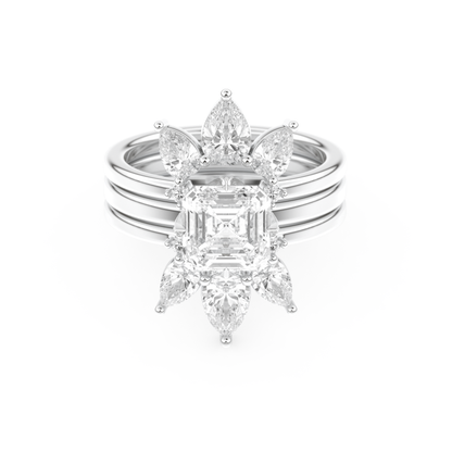 Emerald Square Cut Moissanite Bridal Set with Cluster Settings – 1.78 CT Center, 1.12 TCW Accents 1