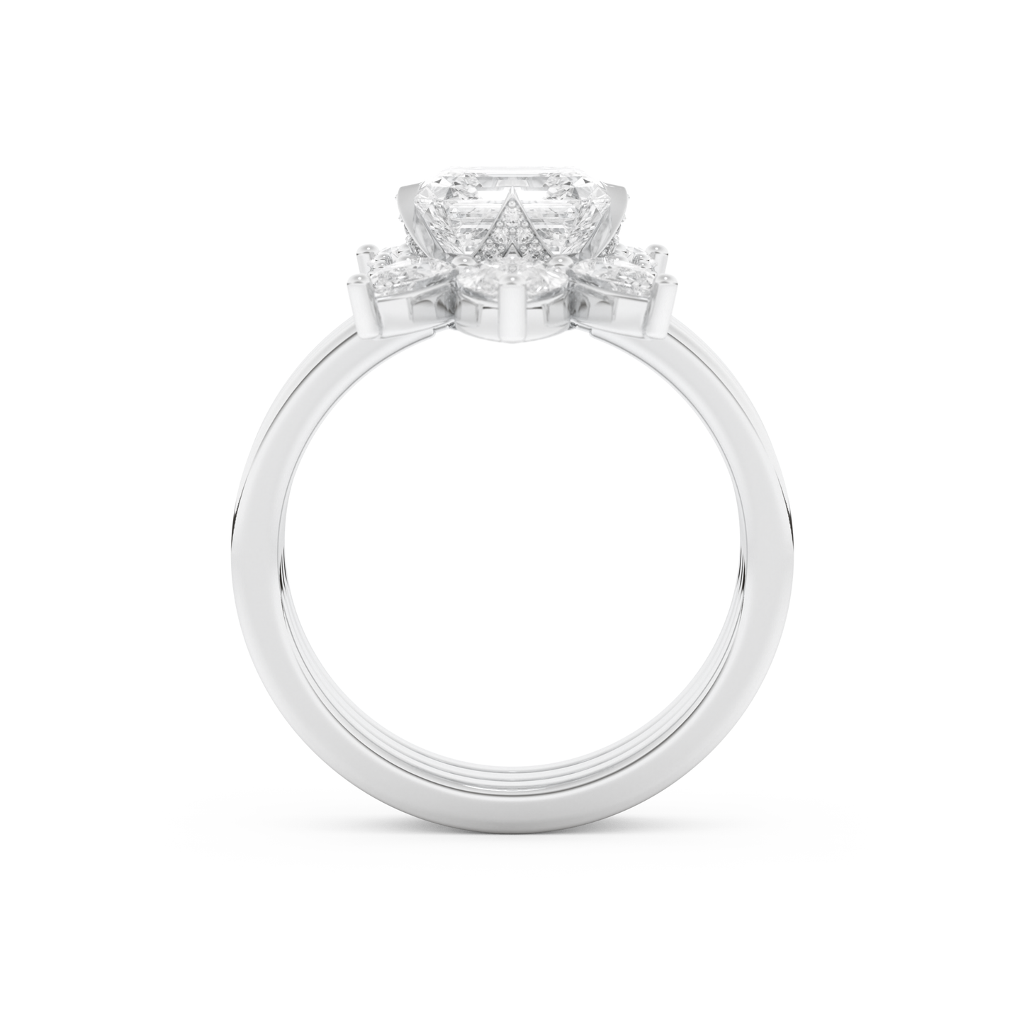 Emerald Square Cut Moissanite Bridal Set with Cluster Settings – 1.78 CT Center, 1.12 TCW Accents 4