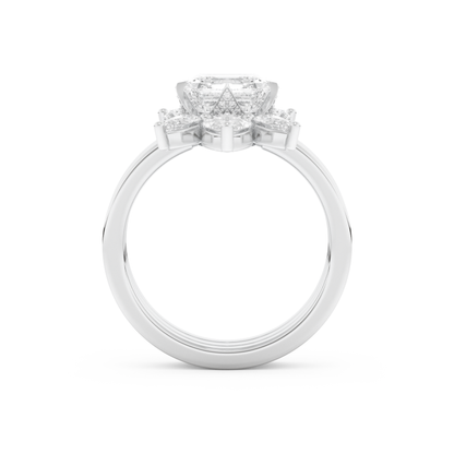 Emerald Square Cut Moissanite Bridal Set with Cluster Settings – 1.78 CT Center, 1.12 TCW Accents 4