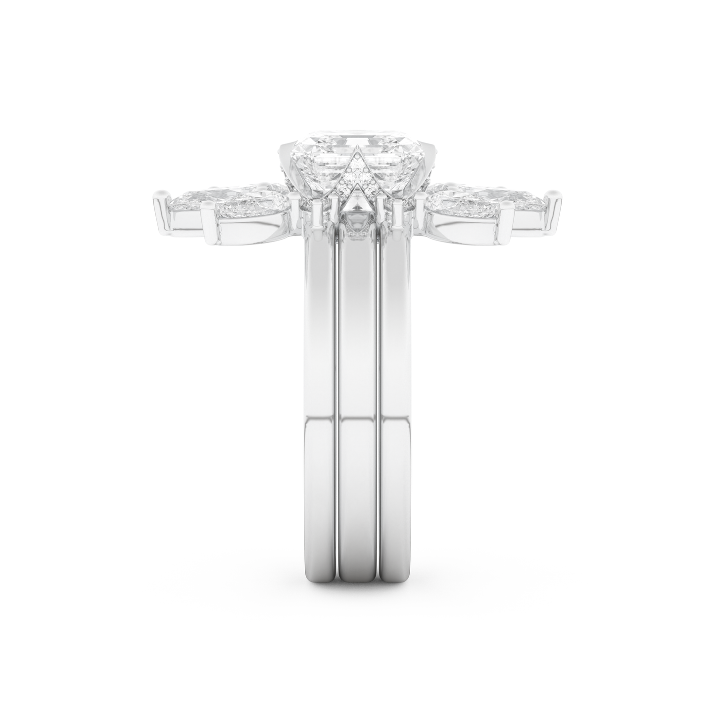 Emerald Square Cut Moissanite Bridal Set with Cluster Settings – 1.78 CT Center, 1.12 TCW Accents 5