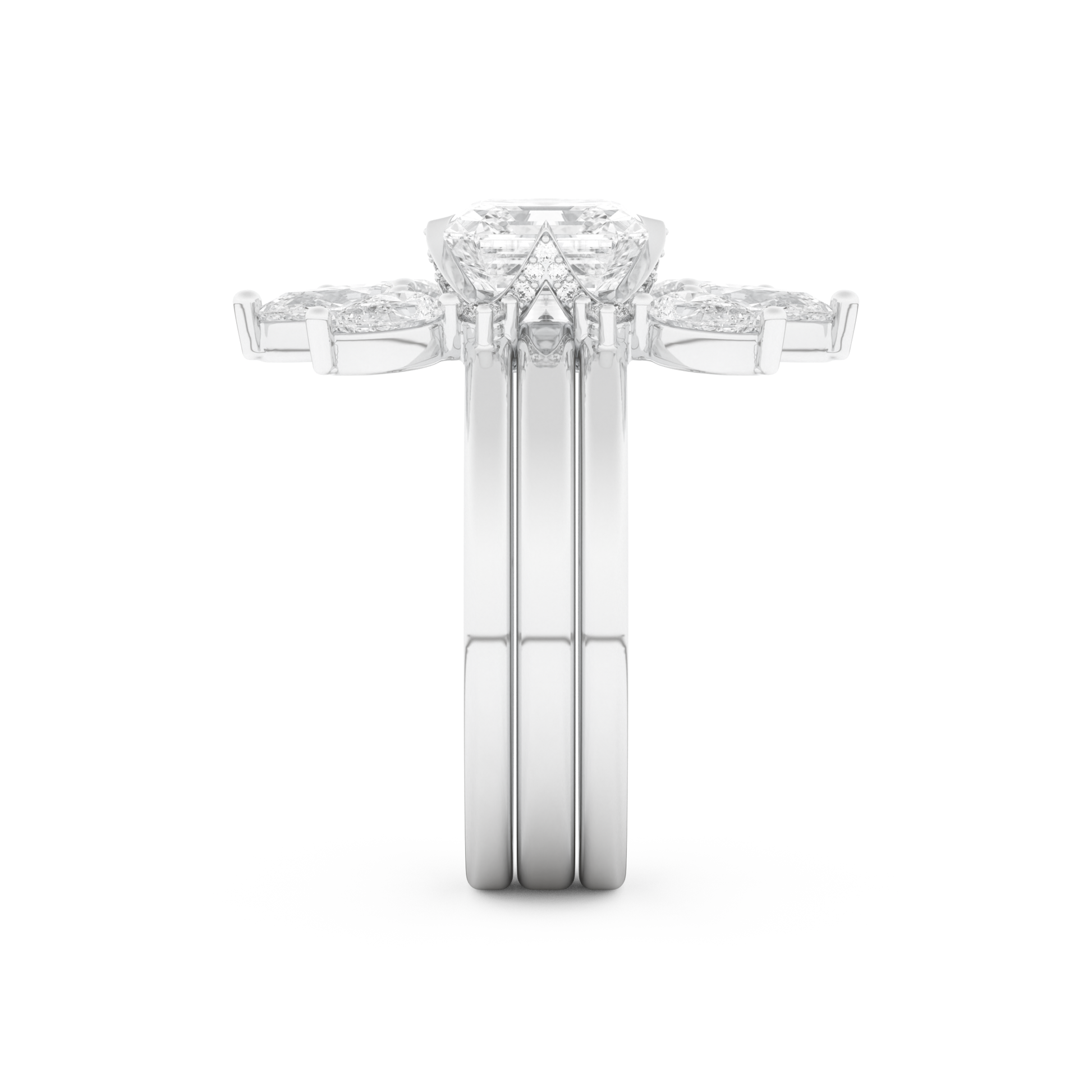 Emerald Square Cut Moissanite Bridal Set with Cluster Settings – 1.78 CT Center, 1.12 TCW Accents 5