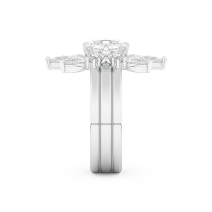 Emerald Square Cut Moissanite Bridal Set with Cluster Settings – 1.78 CT Center, 1.12 TCW Accents 5