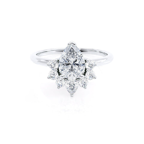 1.5 CT Pear Cut Cluster Style Moissanite Engagement Ring 1