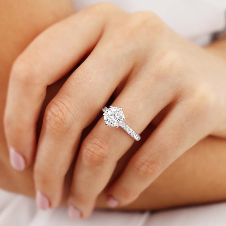 Round Pave Lab Grown Diamond Engagement Ring