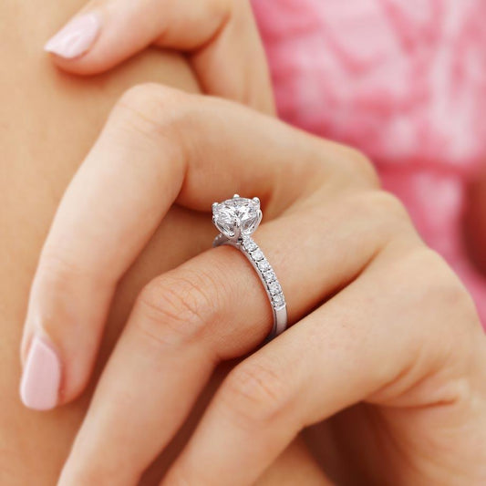 Round Pave Lab Grown Diamond Engagement Ring
