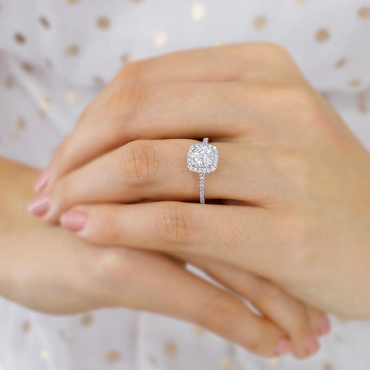 Round Halo & Pave Lab Grown Diamond Engagement Ring
