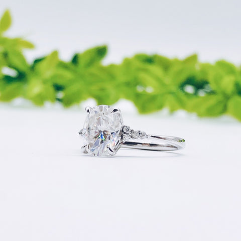 1.91 CT Oval Cut Cluster Moissanite Engagement Ring 3