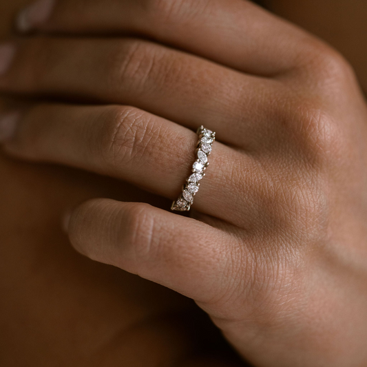 0.15 TCW Round Milgrain Lab Grown Diamond Wedding Band